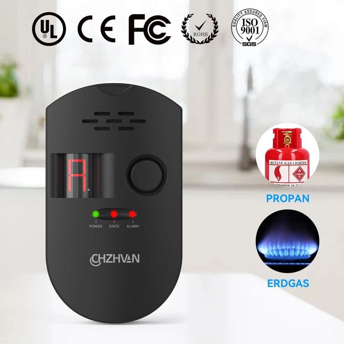 Газов детектор с щепсел със звукова аларма и LED