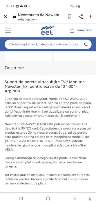 Suport TV, nou-nouț, sigilat