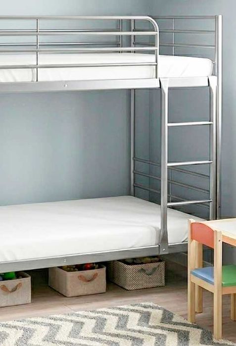 двуетажно легло 90x200 см, SVARTA Стомана (сребристо ikea)