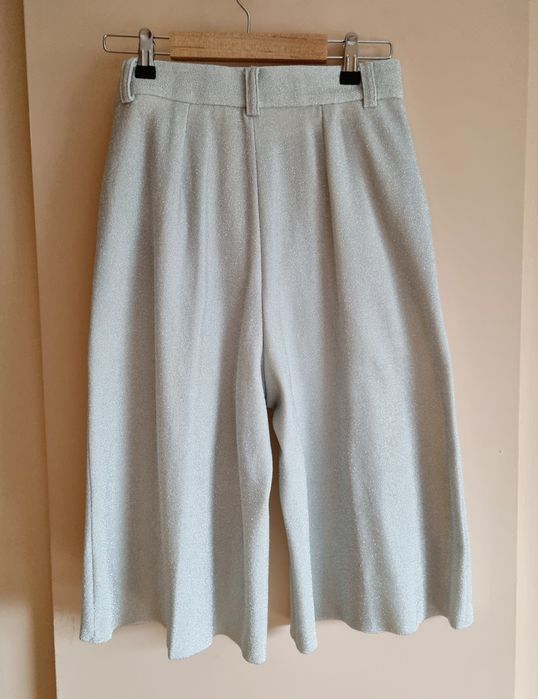 Бермуди XS/S/36размер сребристи официални къси панталонки висока талия