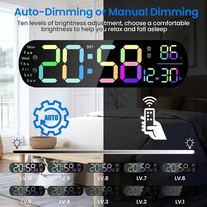 RGB LED Электронные настенные ЧАСЫ оригинал. Электрон ДЕВОР СОАТ. Soat