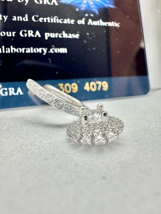 Сребърни обеци с мойсанит (Диамант) 0.5 карата