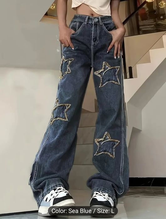 Готин панталон деним, дънки на звезди