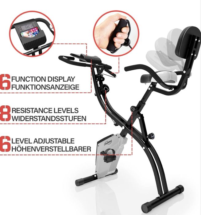 Сгъваем велоергометър Physionics® с LCD дисплей,