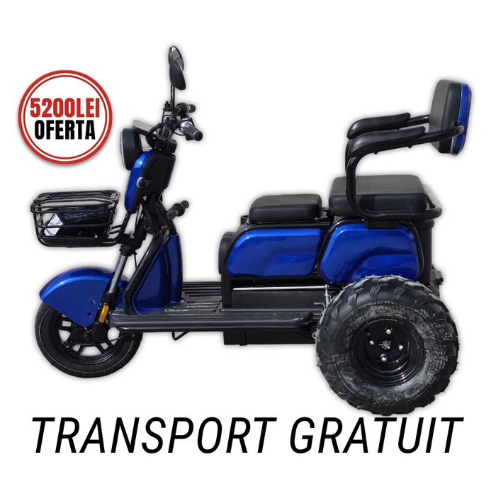 Triciclu electric FARA PERMIS 2 locuri | 1000w Livrare acasa, Garantie