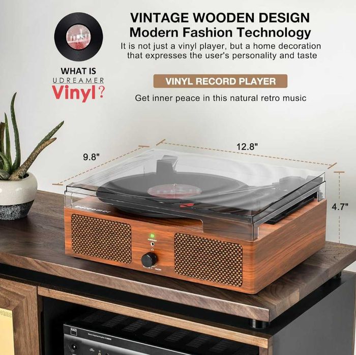Bluetooth Грамофон за винилови плочи вградени говорители USB вход