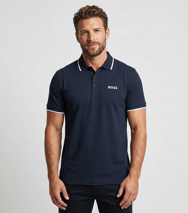 Hugo Boss Parloy190 - Оригинална мъжка тениска с яка размер XL