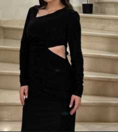 rochie lycra negra cu pietricele