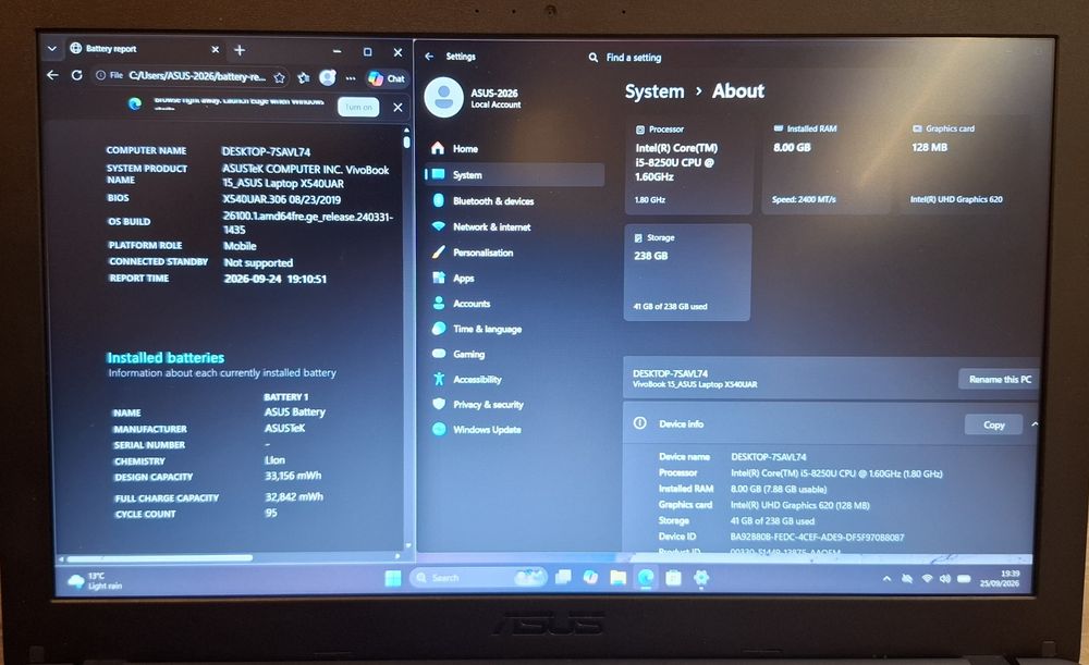 Лаптоп Asus 15 | I5 8250U | 8GB RAM | 256 SSD