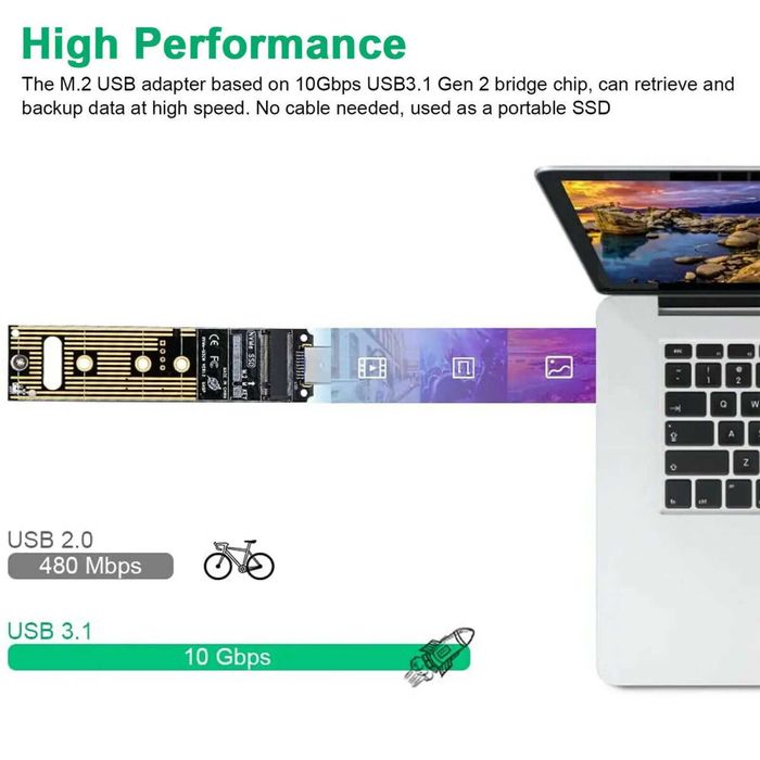 Adaptor SSD M.2 NVMe (M-Key) la USB 3.0 pentru PC, laptop
