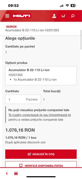 Acumulatori Hilti Nuron-2,6/4,0/5,2/8,0 si 12 ah. Noi