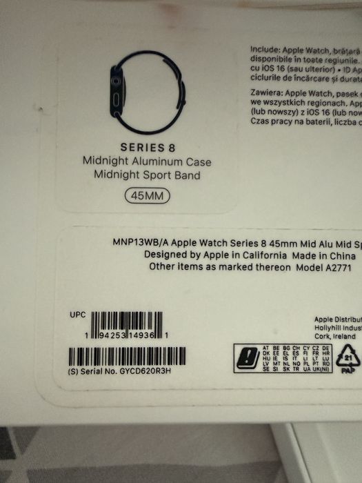 Apple watch 8 series 45 mm  midnight aluminium