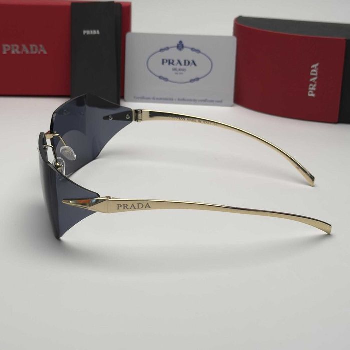 Унисекс слънчеви очила  Rimless Edition Black Brown Очила без рамка черни кафяви стъкла златни UV400 CE