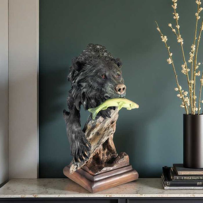 Нова Статуетка Мечка Глава Фигура за Декорация  - 30см -3 Варианта