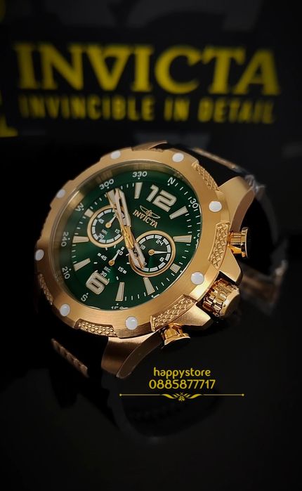 INVICTA Axis Gold/Green 50mm, Инвикта нов ръчен часовник