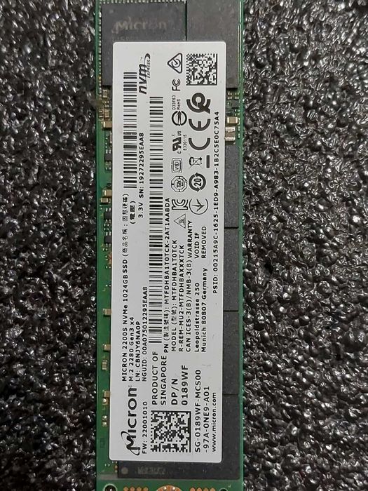 1TB M.2 NVMe Micron 2200S