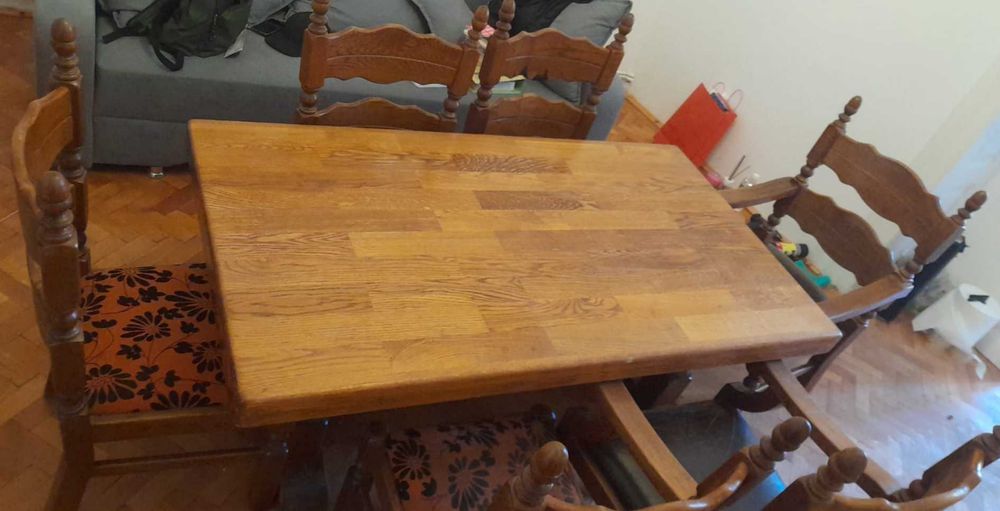 Mobila lemn masiv, stejar, set complet living, cabane, pensiuni.