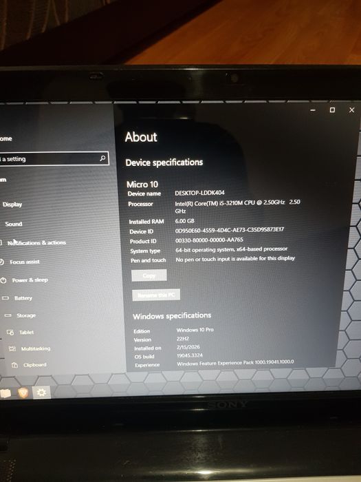 Laptop sony vaio i5 baterie defecta