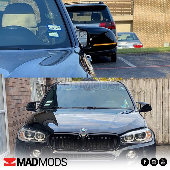 Set capace oglinzi M BMW X3 F25 X4 F26 X5 F15 X6 F16, Negru lucios