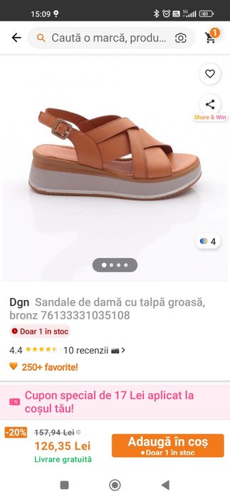 Sandale comode din piele preț real in magazin este de 123 lei..