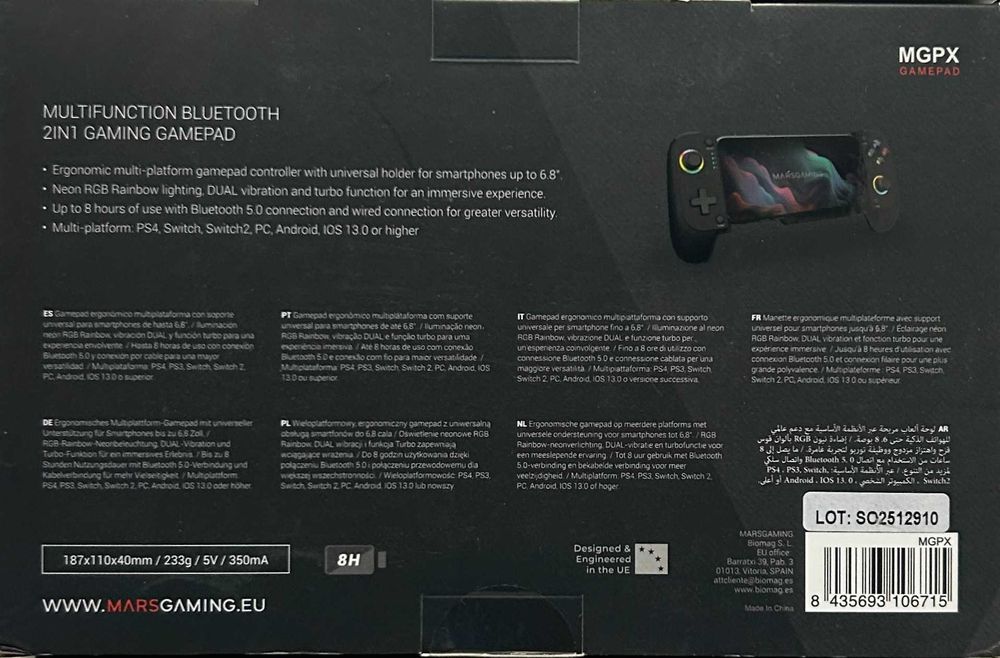 Gamepad Mars Gaming MGPX Bluetooth RGB 8h Autonomie [#23657#]