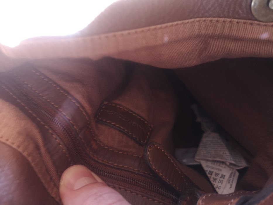 Чанта Mango tousch от естествена кожа, велур, нова