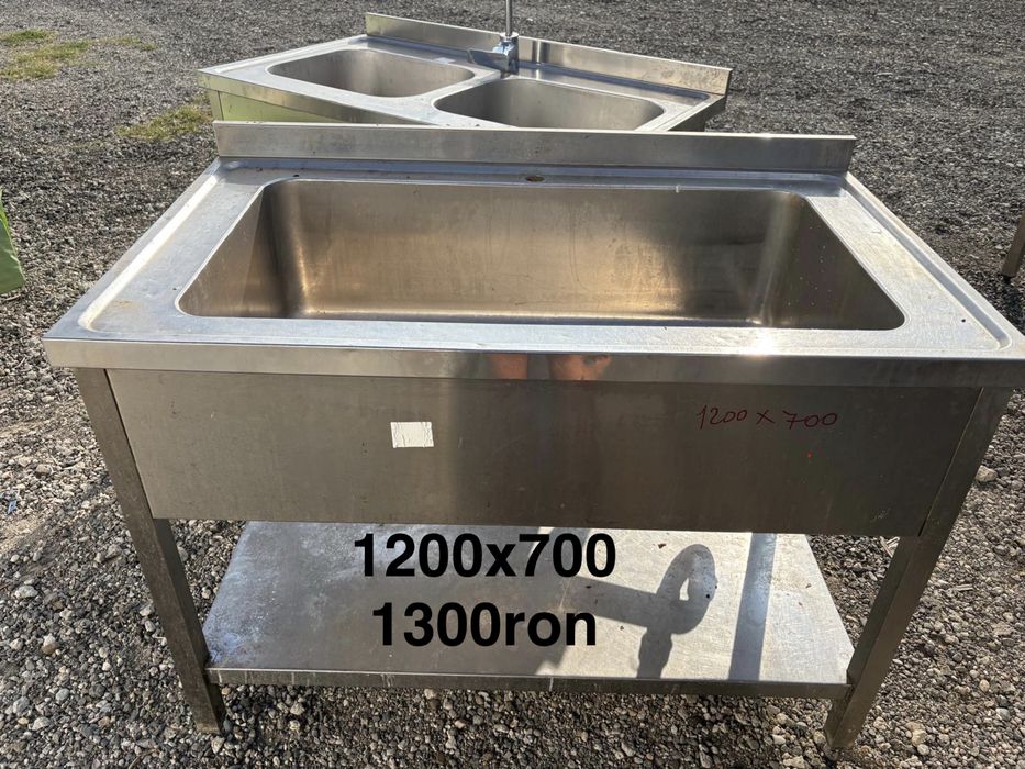 Chiuveta inox 120x70 70x70 mese inox 120x70 180x70 rafturi inox 100x50x200H 140x49x180H second hand