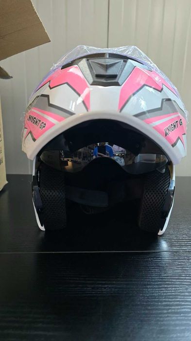 Casca Moto/Scuter Flip-Up, Viziera Dubla, Modulabila, Roz