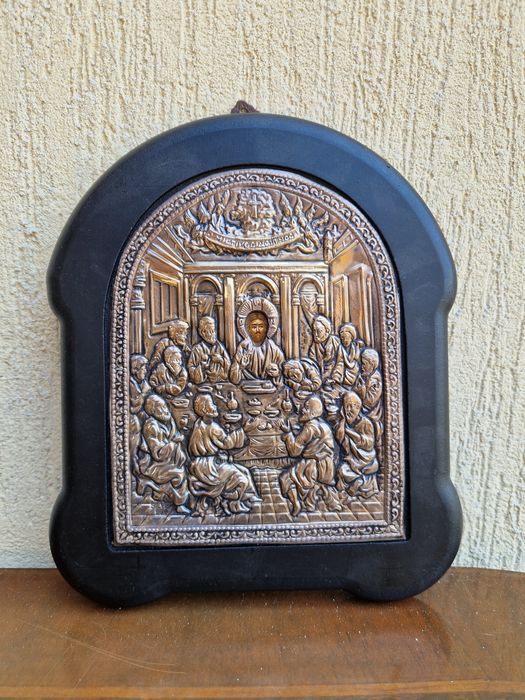 Прекрасна сребърна икона Тайната вечеря със сертификат