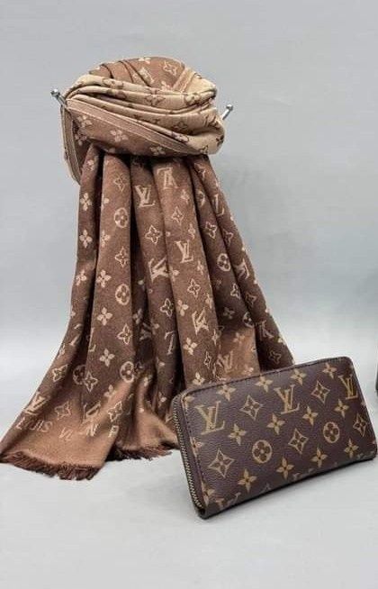 Set esarfa/sal unisex+portofel, saculet, etichetă