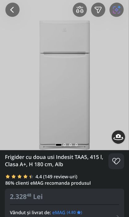 Vând frigider cu congelator Indesit  TAA5 aproape nou