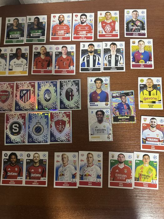 Карточки футболистов 65 штук (стикеры) Лига чемпионов 2024/2025 Topps