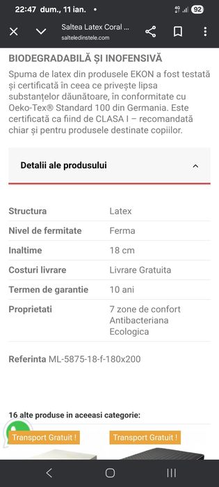 Saltea Latex 180*200*18cm