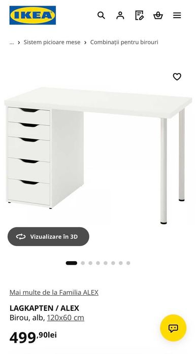 Birou IKEA solid + spațiu de depozitare – ideal pentru studiu și birou acasă