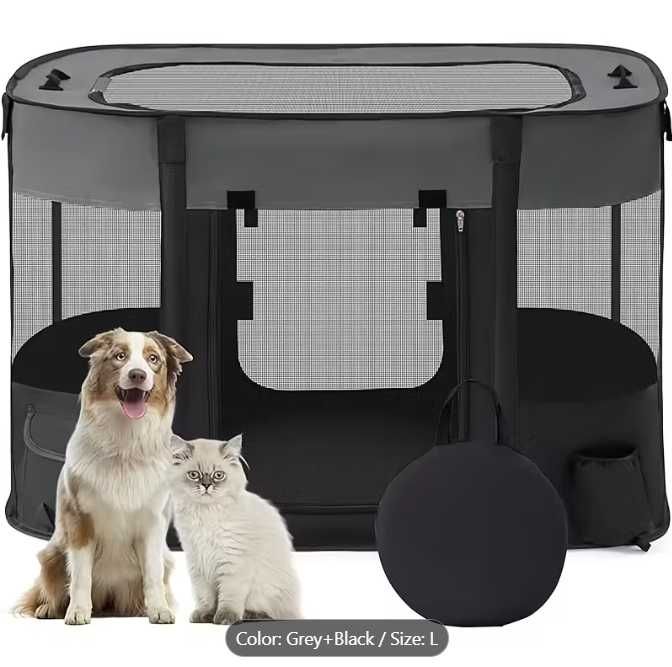 Преносима кошарка/клетка за куче/котка – дишаща, квадратна, PVC