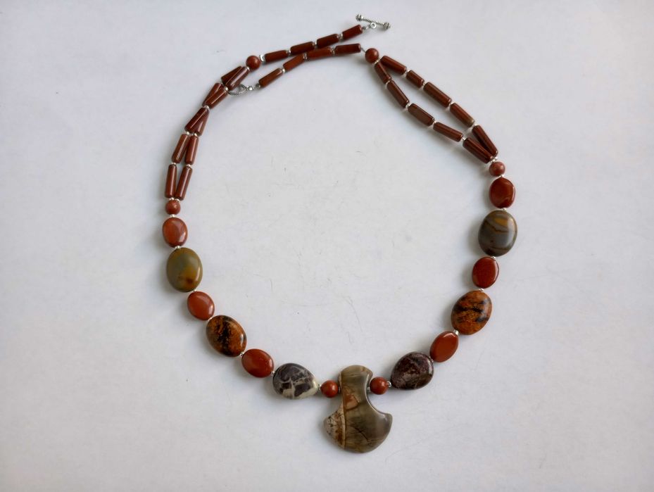 colier mix pietre naturale,jasp rosu,boho chic