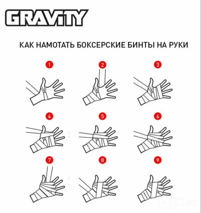 Боксерские бинты Gravity, пара, черные, 400см.
2 ш