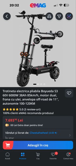 Trotineta electrica Boyueda S3-11 |95 km/ora| |6000W| 60V38Ah