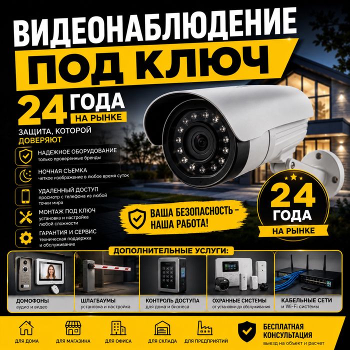 Видеонаблюдение/домофоны под ключ
