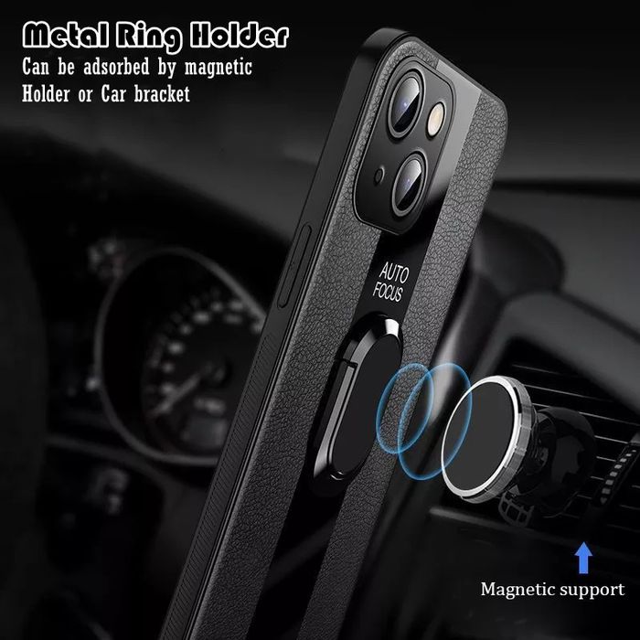 iPhone 14 14+ 14 Pro 14 Pro Max / PORSCHE кожен кейс с пръстен