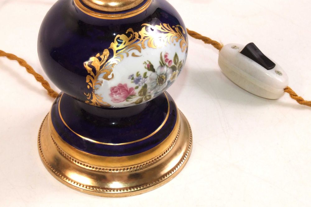 Veioza de masa "Cobalt Porcelain Limoges" stil baroque, pictura manuala, stare perfecta