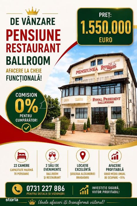 De vanzare – Pensiune – Restaurant – Ballroom – Rahova – Alexandriei –