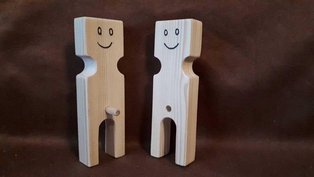 Statuete lemn stilizate, pereche - handmade, prelucrare excelenta