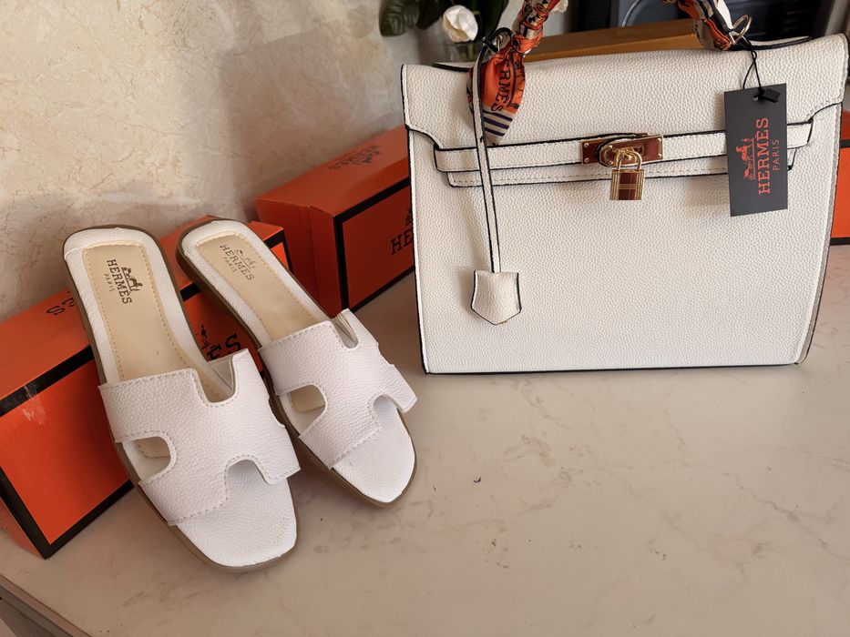 Дамски чехли Hermes бели 40 номер