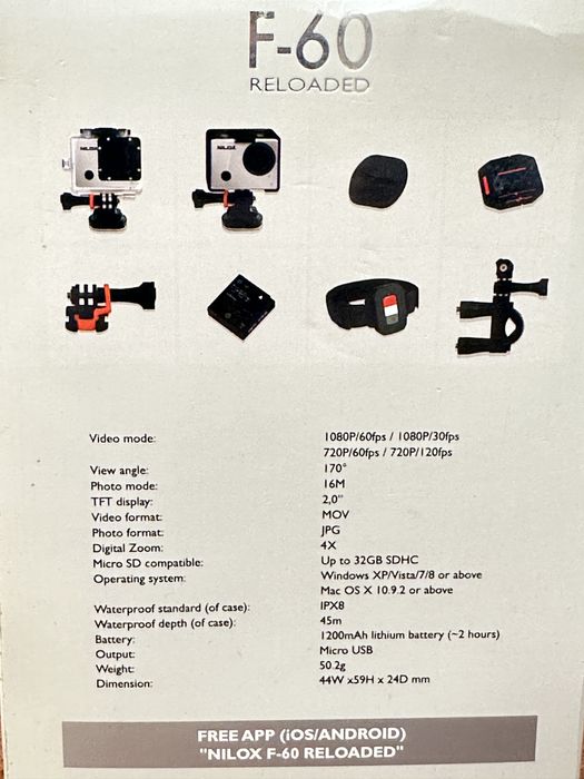 GoPro camera Nilox-F60 итальянский бренд.