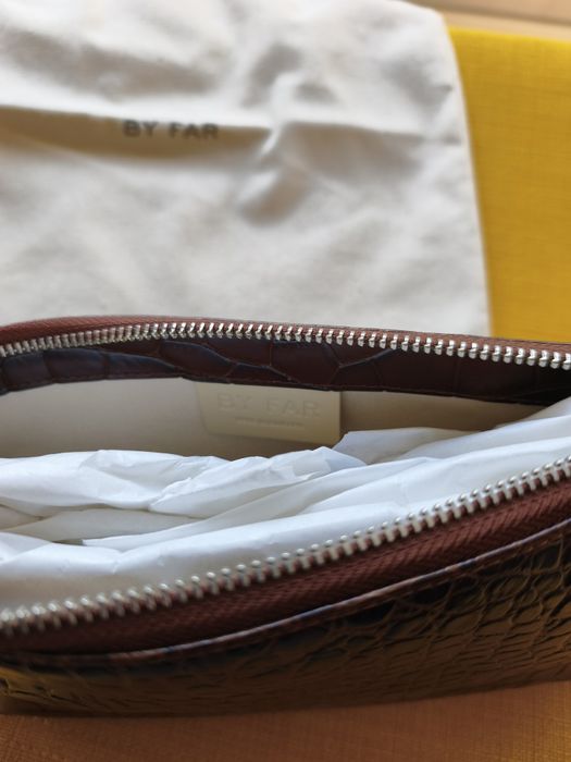 Дамска чанта BY FAR RACHEL Nutella Croco Embossed Leather Shoulder Bag