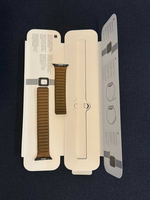 Bratara de piele Apple Watch - Leather Link 42/44/45/46 M/L Ink