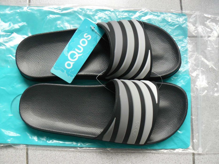 Slapi/Papuci Plaja AQUOS ZIPTOP Originali,Noi,Negru/Alb,Nr.41, 43, 44