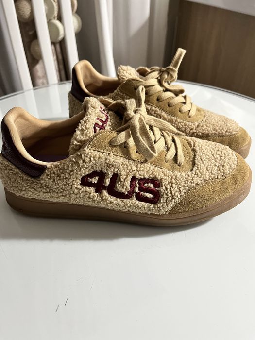 Sneakers cu blana din piele intoarsa