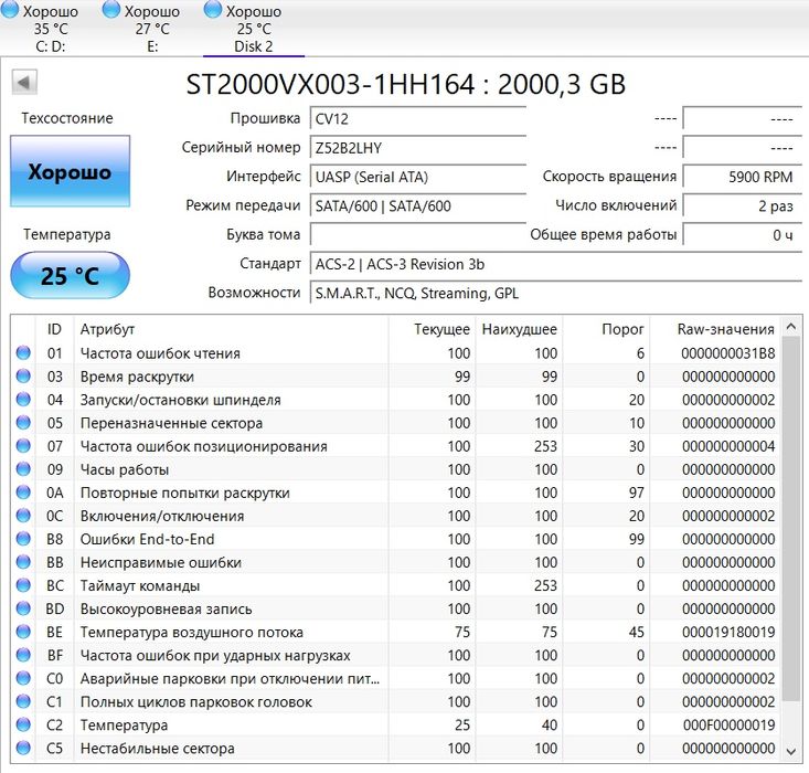 Новый жесткий диск 2 TB